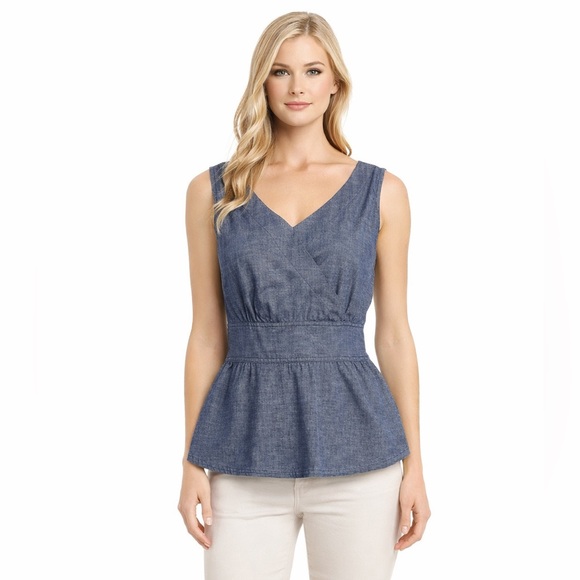 GAP Tops - Gap peplum denim chambray top size small
